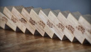 wooden blocks placed in row on table